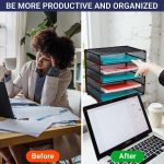 Desk Organizer with 6 Tiers, Paper Tray for Office Supplies, Letters, Billls, Folders, Files, Binders. Desk Organizers and Accessories for Home, Office, School. Office Organization with Style - Image 5